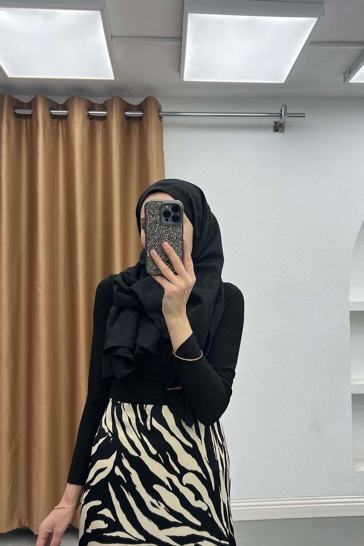 Zebra Desenli Akışkan Saten Etek Zebra