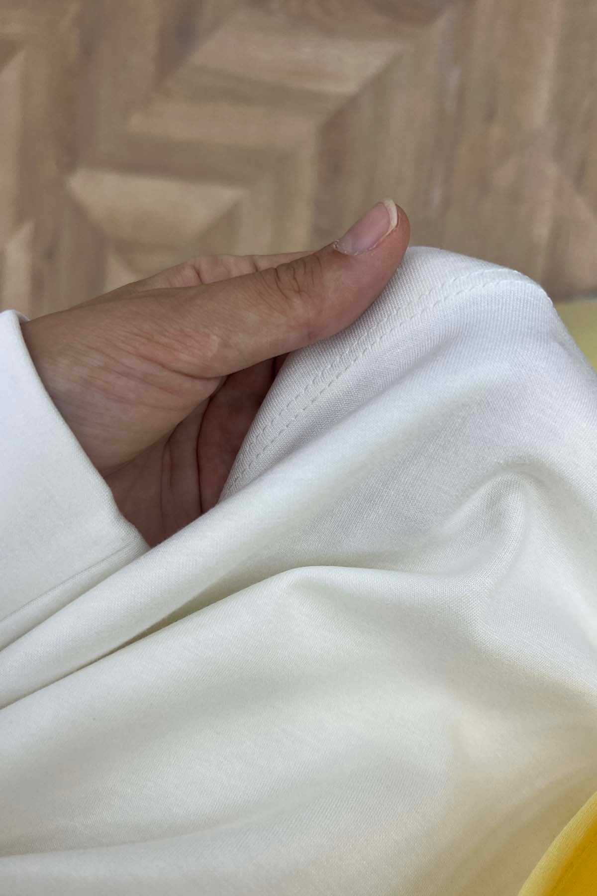 Zerafet Omuz Bağlamalı İkili Takım Sarı-Beyaz