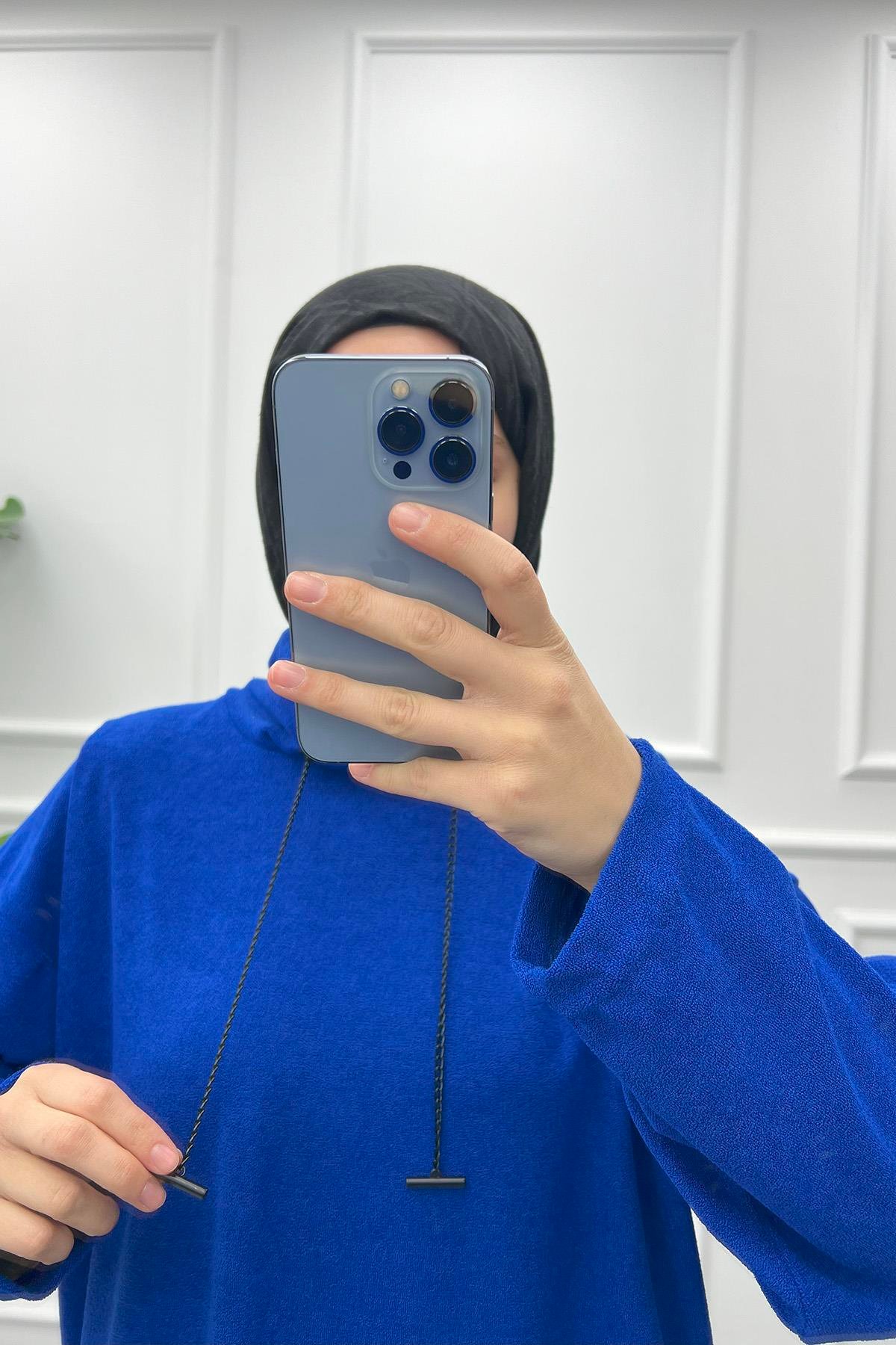 Zincirli Tunik Saks Mavi