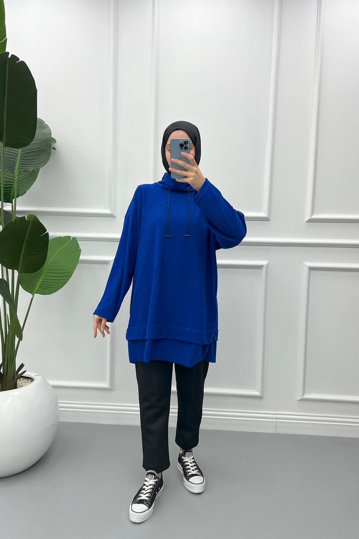 Zincirli Tunik Saks Mavi