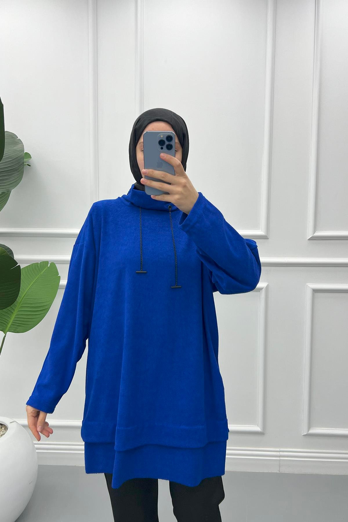 Zincirli Tunik Saks Mavi