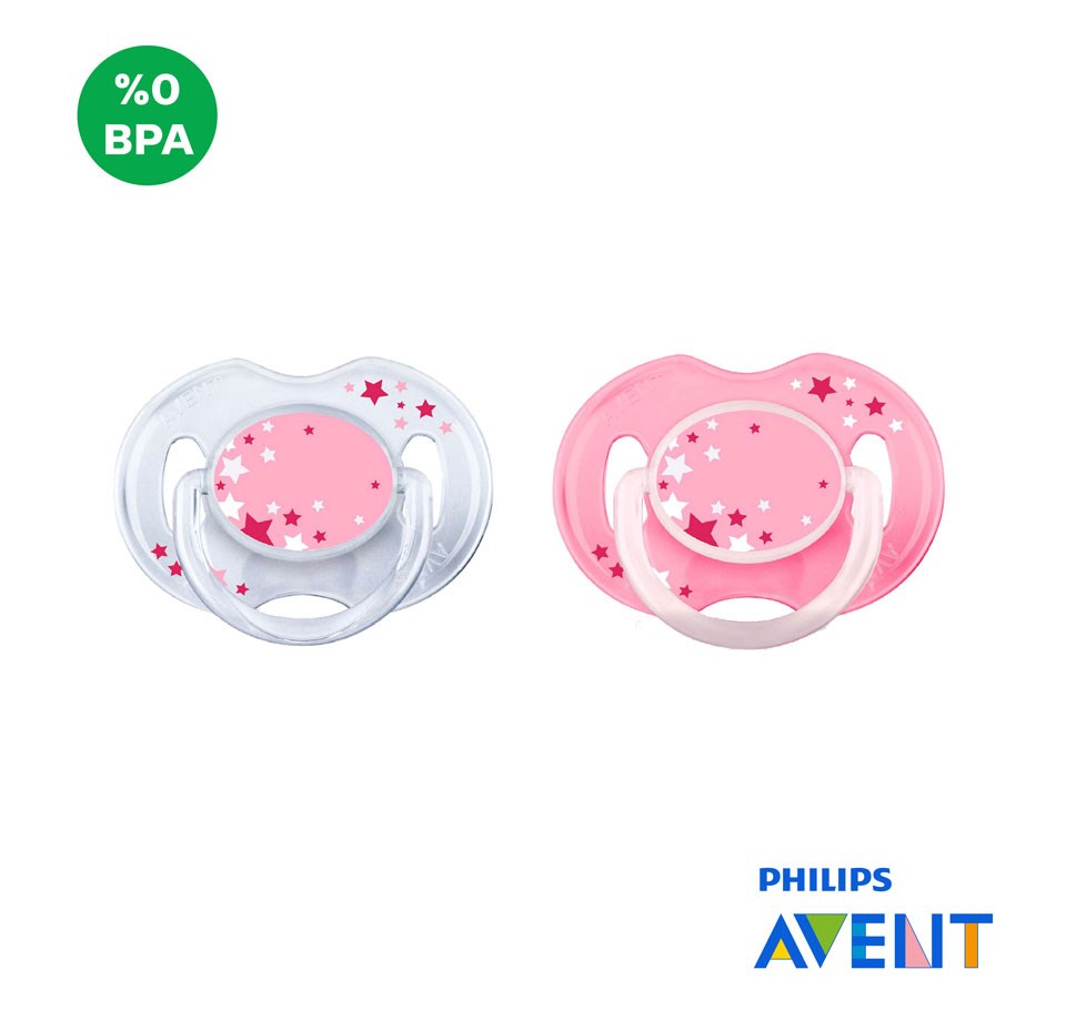 0% BPA Yalanci Emzik 0-6 ay Karanlıkta Parlar 2'li- PINK SCF 176/28