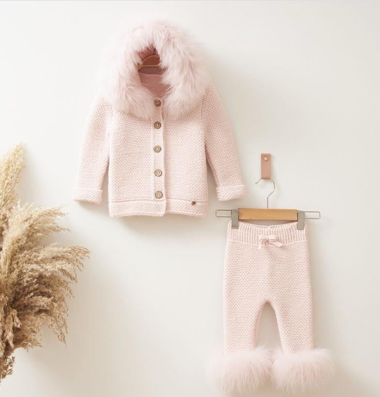 Babymio Kürklü Triko Takım-Pembe