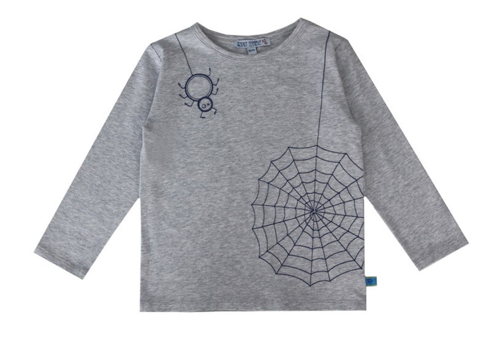 Enfant Terrible Örümcek Desenli Uzun Kollu Gri Çocuk T-shirt