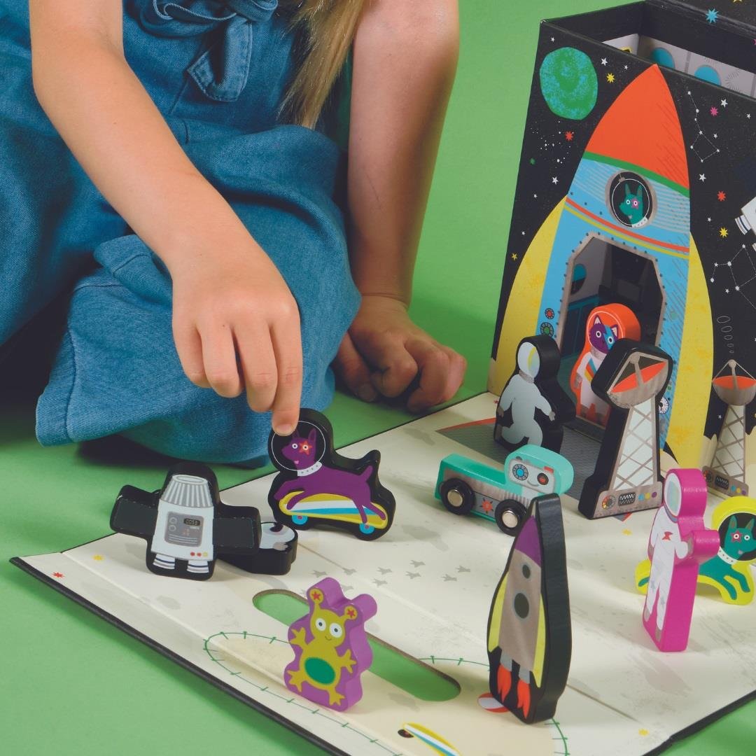 Floss & Rock Ahşap Figürlü Oyun Kutuları-Space