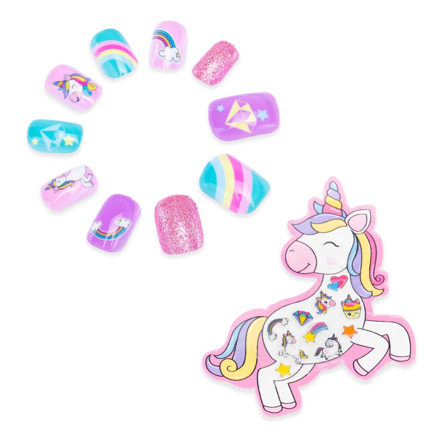 Girabrilla Magic Unicorn 2'li Hediye Seti-Takma Tırnak ve Yüz Taşı