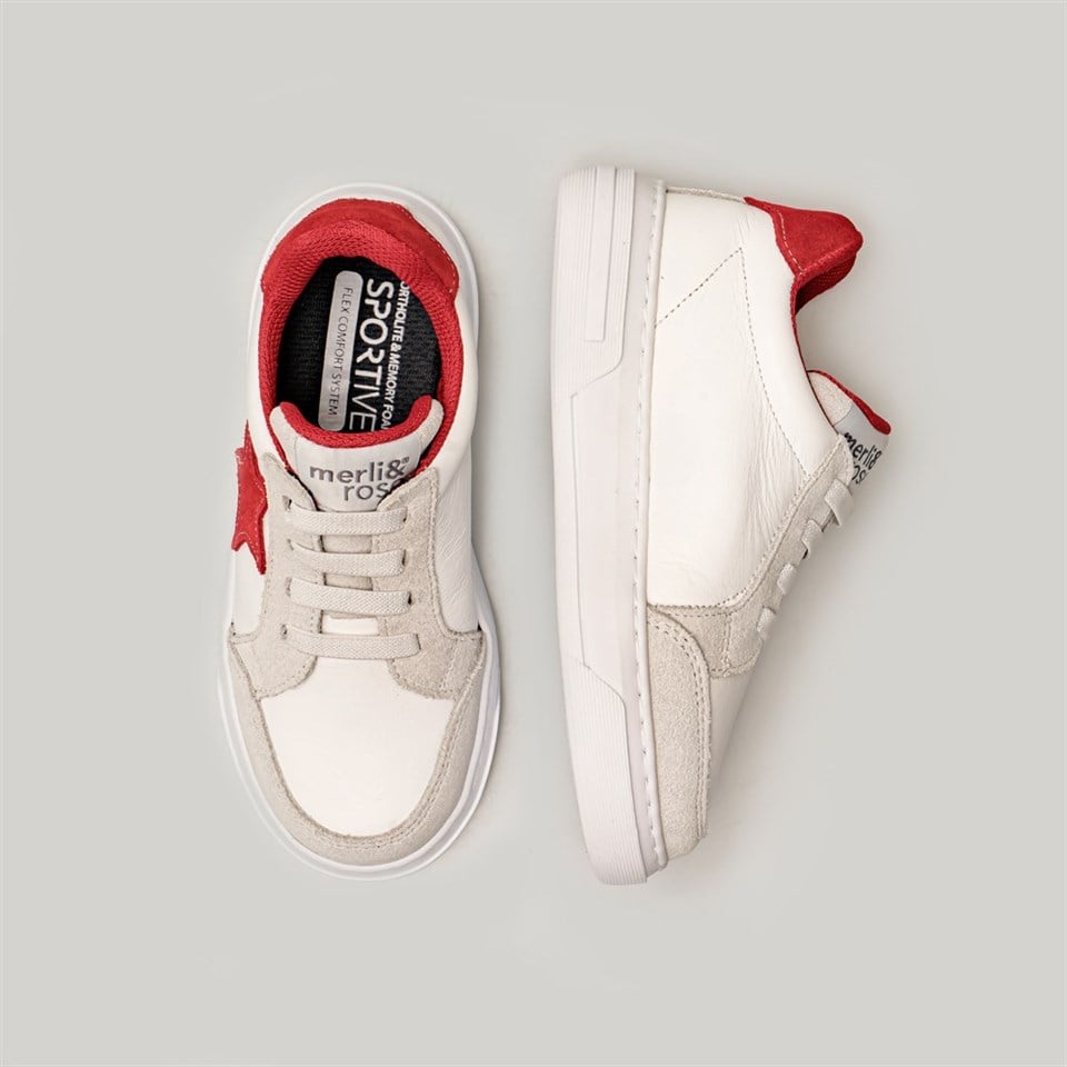 Merli&Rose Star Deri Sneaker-Kırmızı