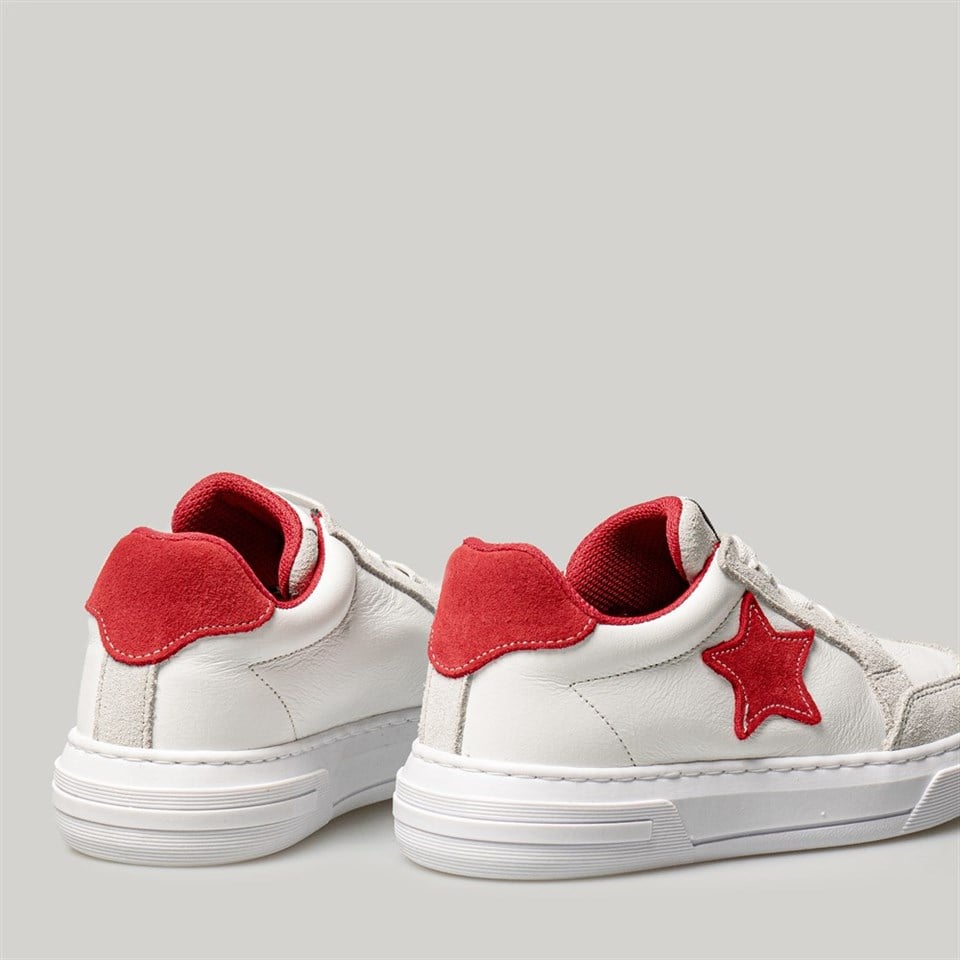 Merli&Rose Star Deri Sneaker-Kırmızı