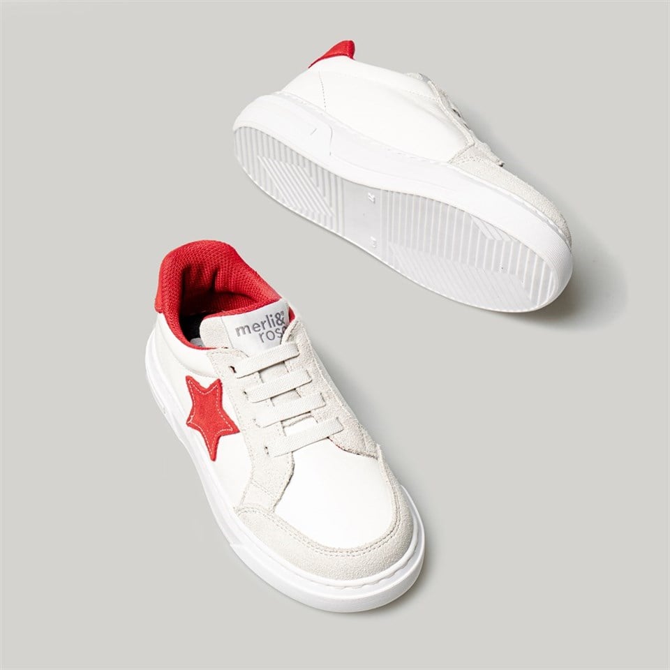 Merli&Rose Star Deri Sneaker-Kırmızı