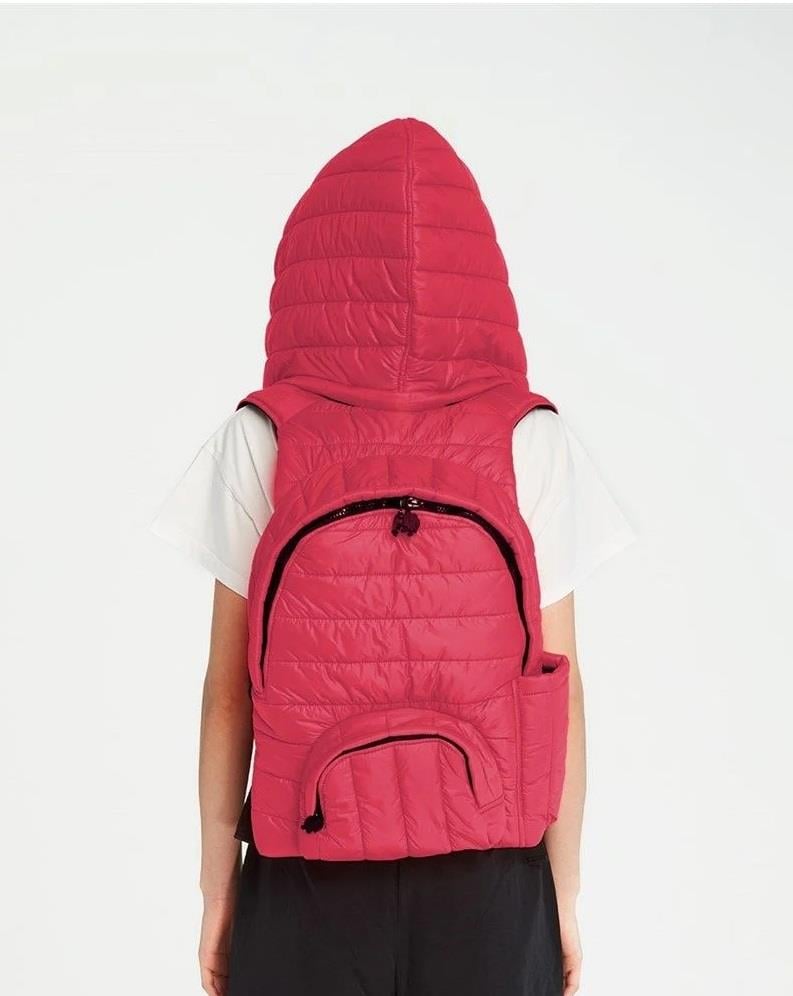Morikukko Çıkabilir Kapüşonlu Sırt Çantası-Puffer Fuchsia