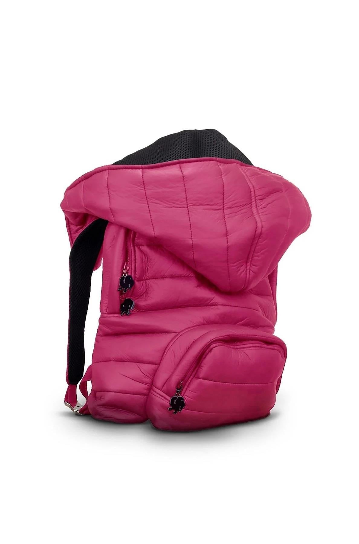 Morikukko Çıkabilir Kapüşonlu Sırt Çantası-Puffer Fuchsia