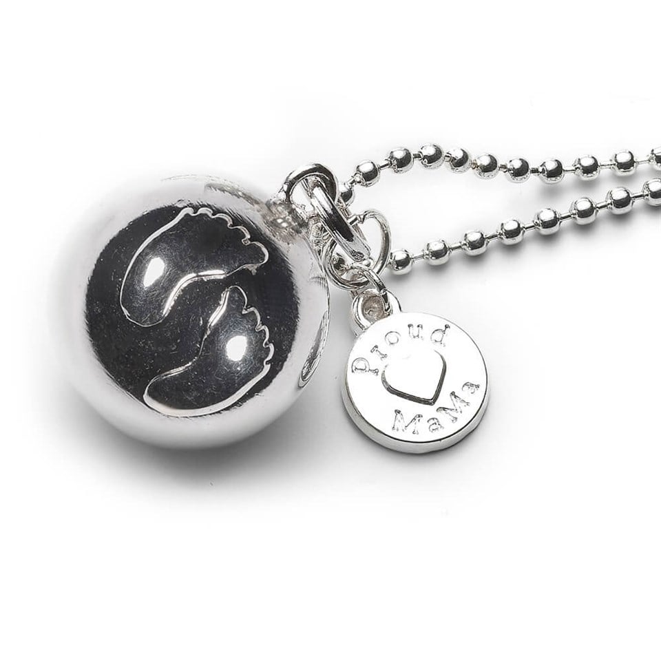 Proud MaMa Babybell Baby Feet Ballchain Silver-Plate