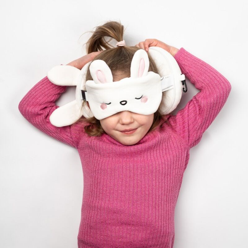Relaxeazzz Adoramals Frances The Rabbit Plush Travel Pillow & Eye Mask