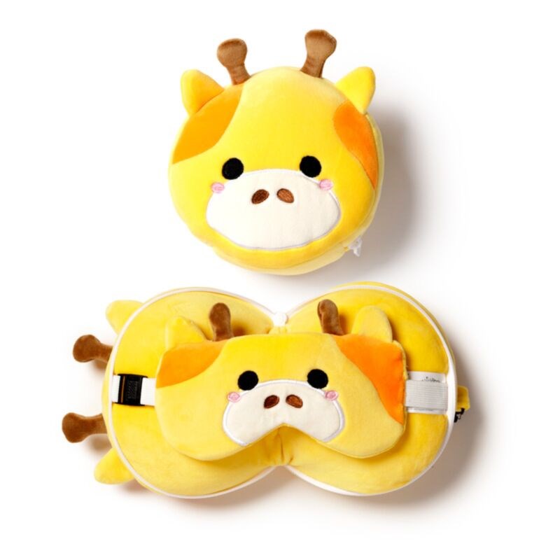Relaxeazzz Adoramals Giraffe Plush Travel Pillow & Eye Mask