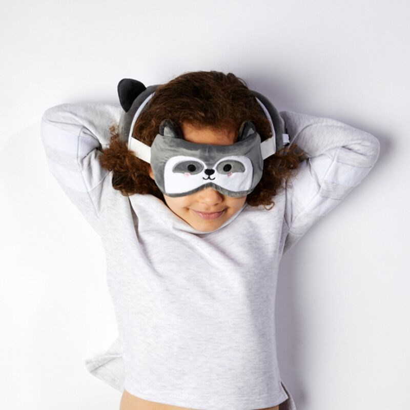 Relaxeazzz Adoramals Raccuun Plush Travel Pillow & Eye Mask