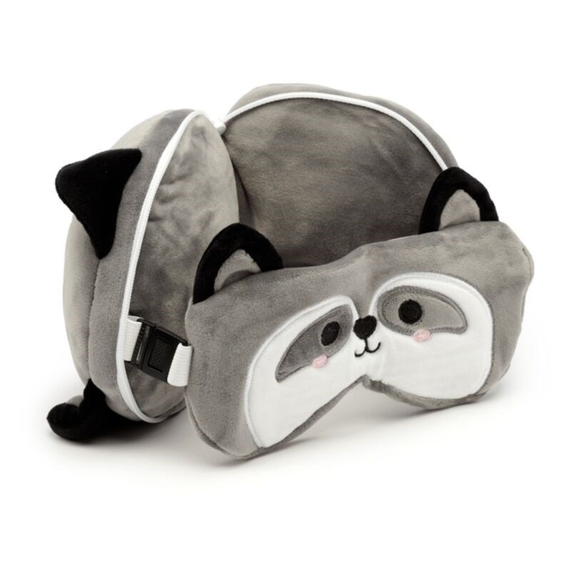 Relaxeazzz Adoramals Raccuun Plush Travel Pillow & Eye Mask