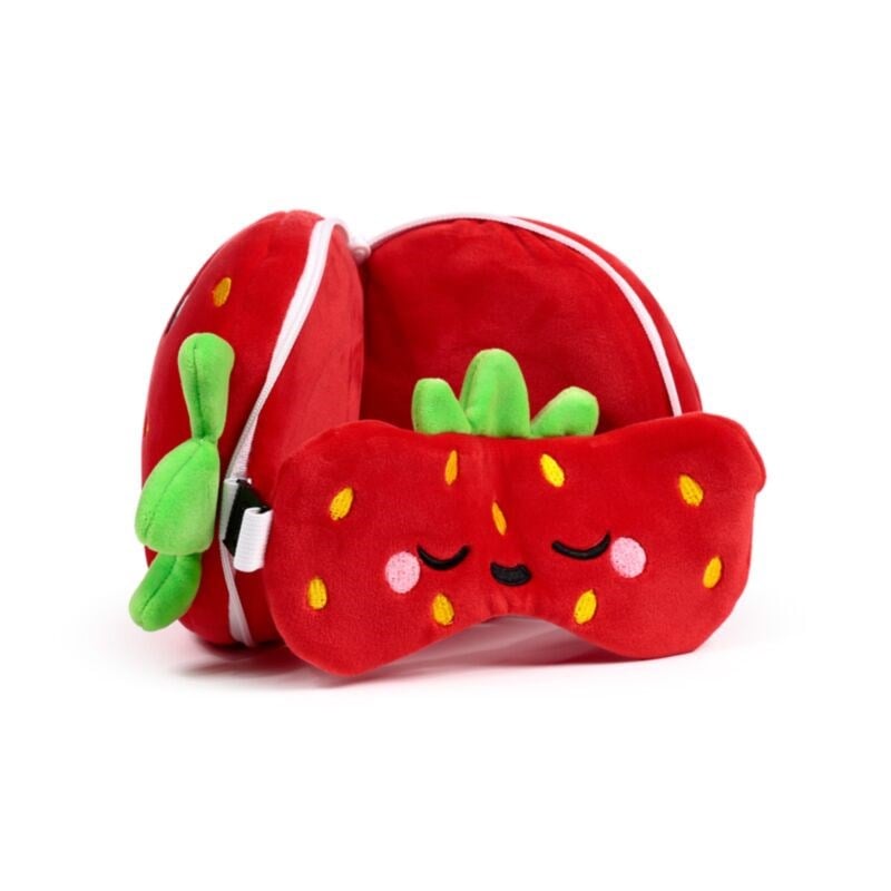 Relaxeazzz Elidi The Strawberry Foodiemals Plush Travel Pillow & Eye Mask