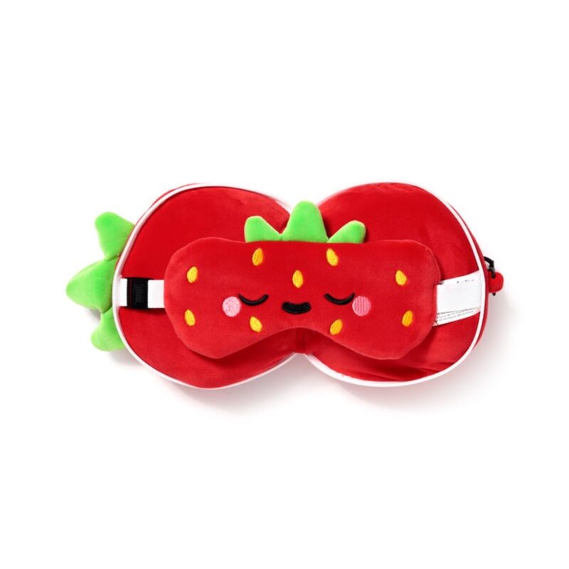 Relaxeazzz Elidi The Strawberry Foodiemals Plush Travel Pillow & Eye Mask