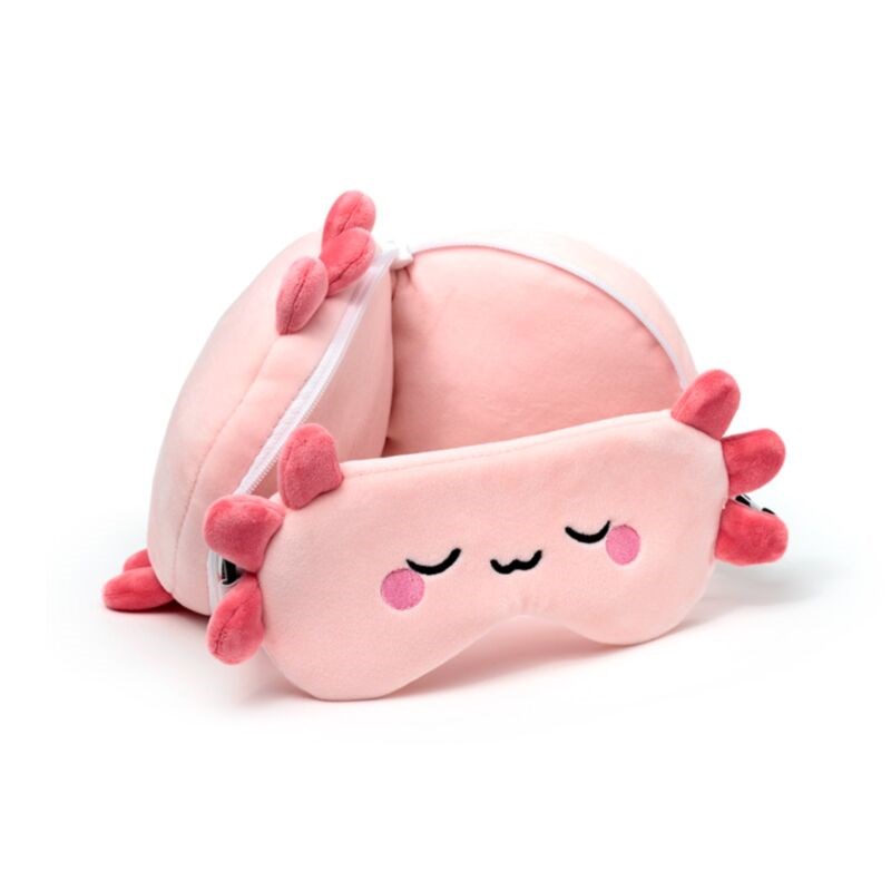 Relaxeazzz Maddie The Axoloty Travel Pillow & Eye Mask