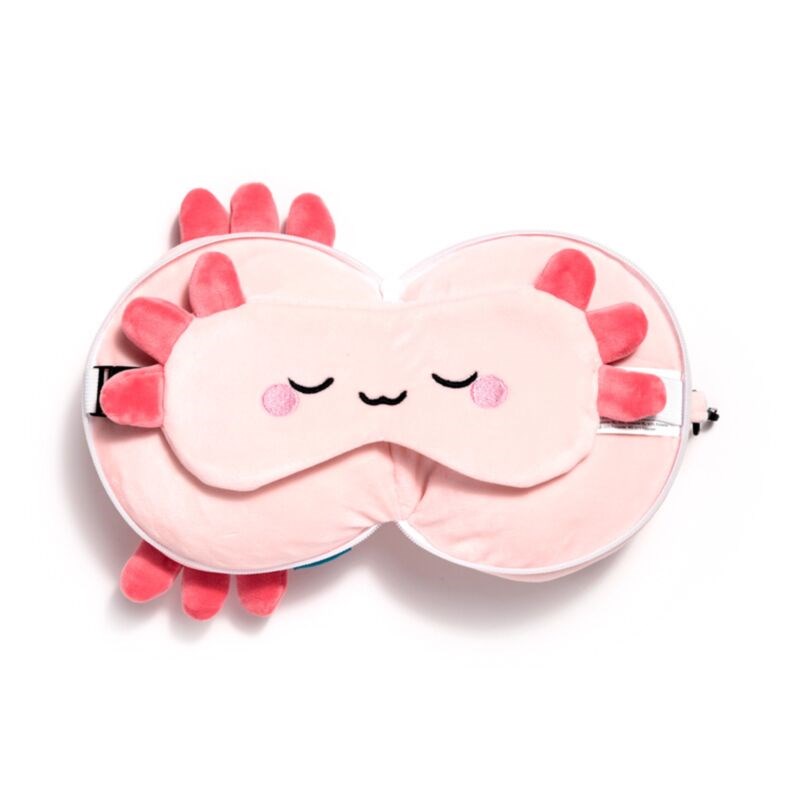 Relaxeazzz Maddie The Axoloty Travel Pillow & Eye Mask