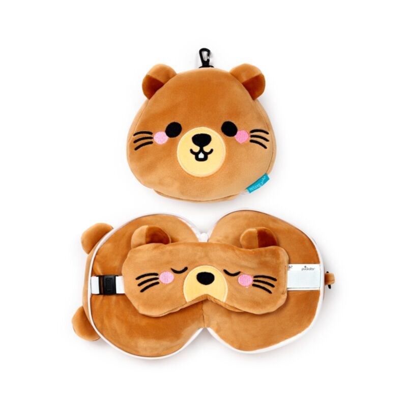 Relaxeazzz Mimi The Marmot Mountain Animal Plush Travel Pillow & Eye Mask