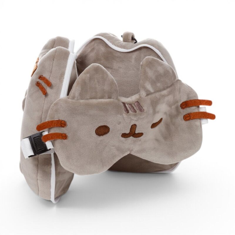 Relaxeazzz Pusheen Cat With Sunglasses Shaped Plush Travel Pillow & Eye Mask