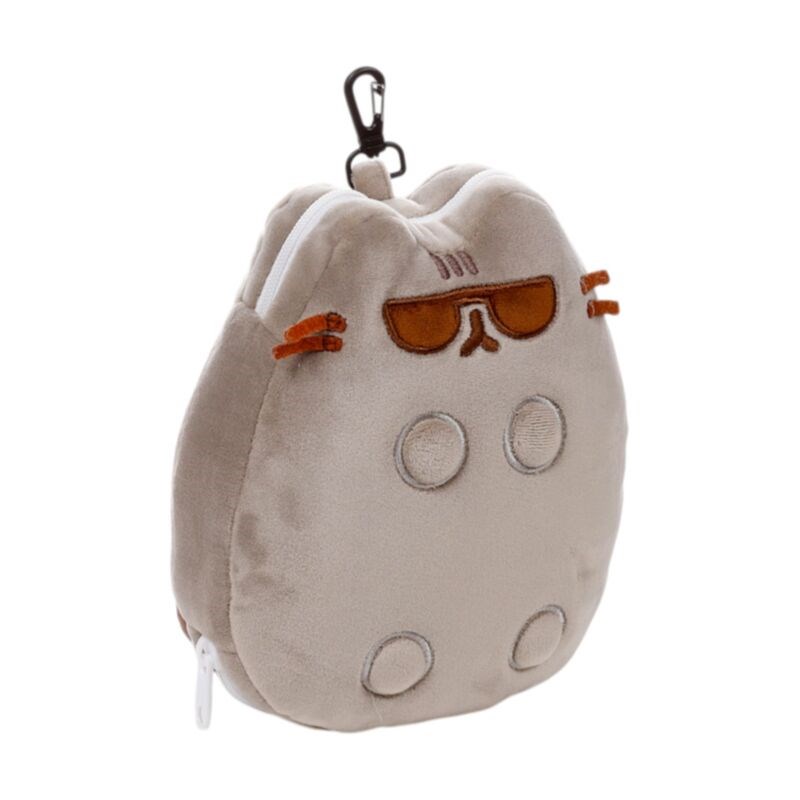Relaxeazzz Pusheen Cat With Sunglasses Shaped Plush Travel Pillow & Eye Mask