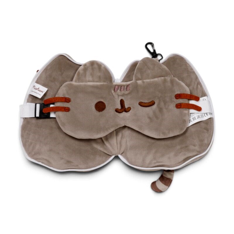 Relaxeazzz Pusheen Cat With Sunglasses Shaped Plush Travel Pillow & Eye Mask
