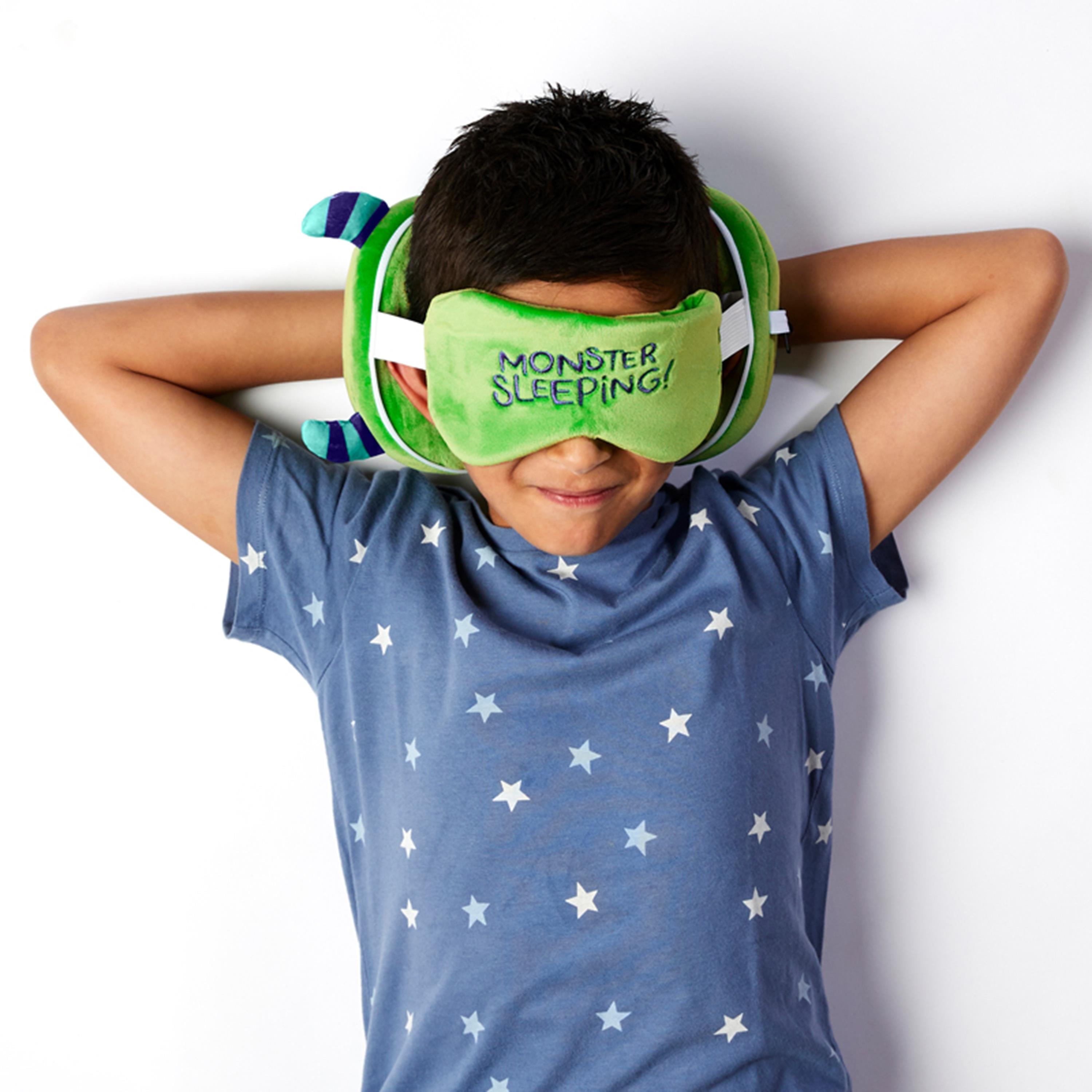 Relaxeazzz Seyahat Yastığı ve Göz Maskesi-Green Monstarz Monster Plush