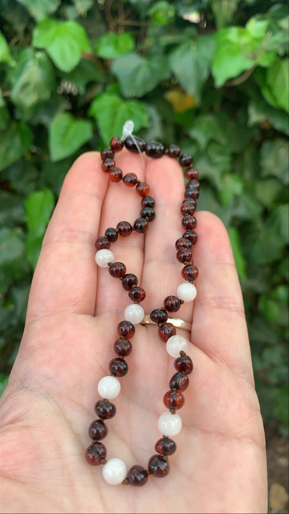 Rose Quartz ve Vişne Rengi Kehribar Bebek Kolyesi