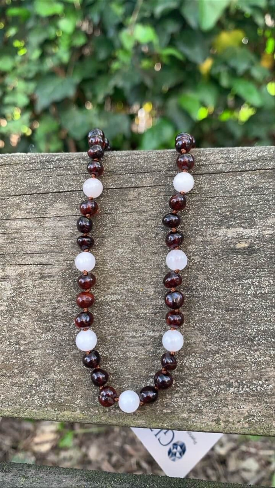 Rose Quartz ve Vişne Rengi Kehribar Bebek Kolyesi