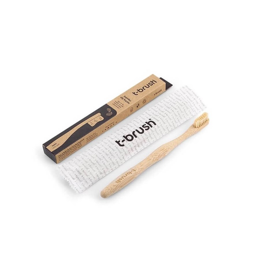 T-brush bambu diş fırçası-krem (orta sert)