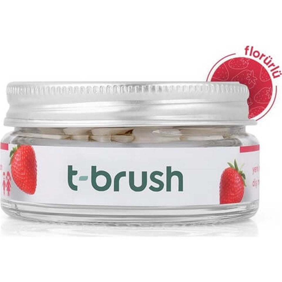T-Brush Çilek Aromalı Diş Macunu Tableti-Florürlü