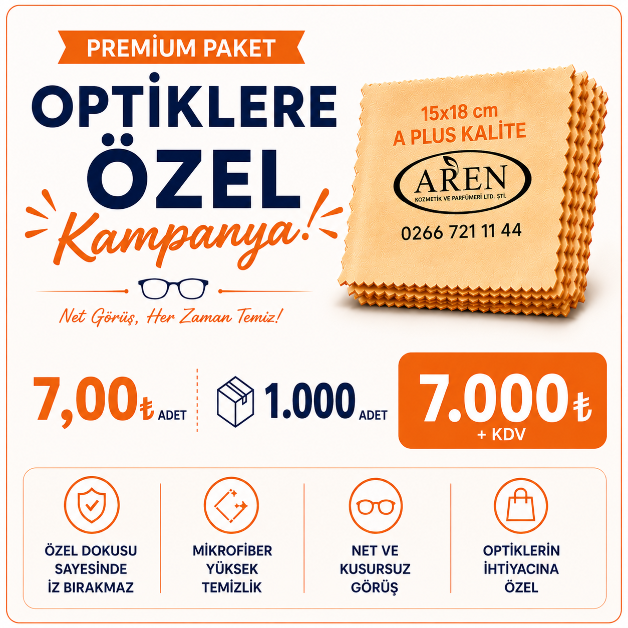 1000 ADET BASKILI GÖZLÜK TEMİZLEME BEZİ