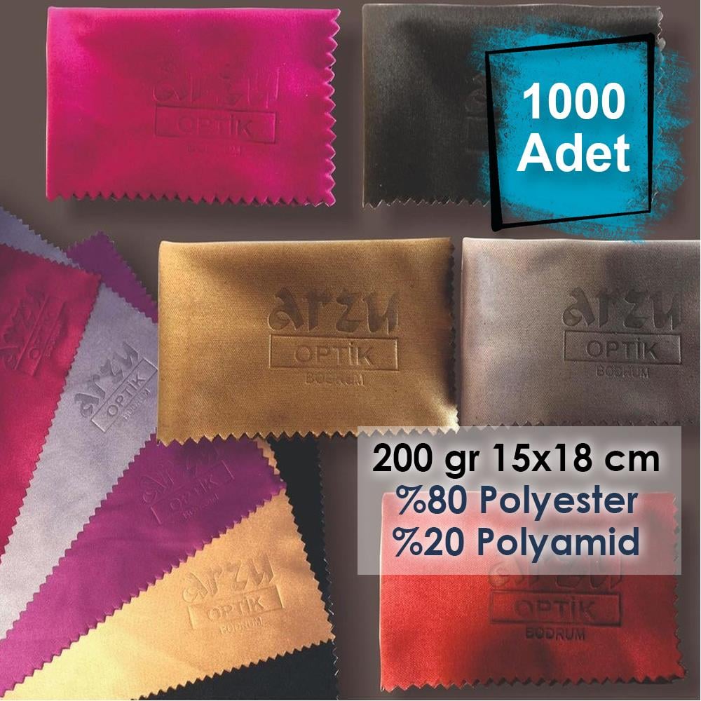 1000 Adet Sıcak Damga Baskılı Mikrofiber Gözlük Temizleme Bezi 200 gr %80 Polyester %20 Polyamid