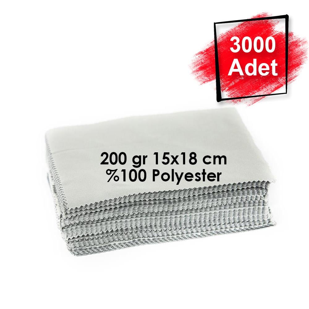 200 gr 15x18 cm %100 Polyester Baskısız Mikrofiber Gözlük Temizleme Bezi 3000 Adet