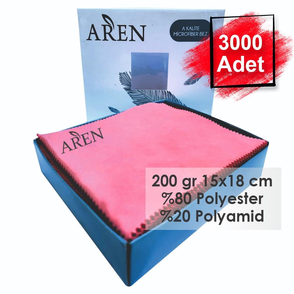 3000 Adet Tampon Baskılı Mikrofiber Gözlük Temizleme Bezi, 200 gr %80 Polyester %20 Polyamid 15x18 cm