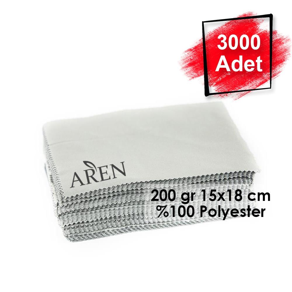 3000 Adet Tek Renk Tampon Baskılı Mikrofiber Gözlük Temizleme Bezi 200 gr 15x18 cm %100 Polyester