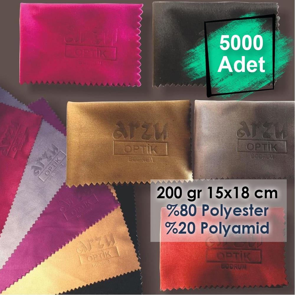 5000 Adet Sıcak Damga Baskılı Mikrofiber Gözlük Temizleme Bezi 200 gr %80 Polyester %20 Polyamid