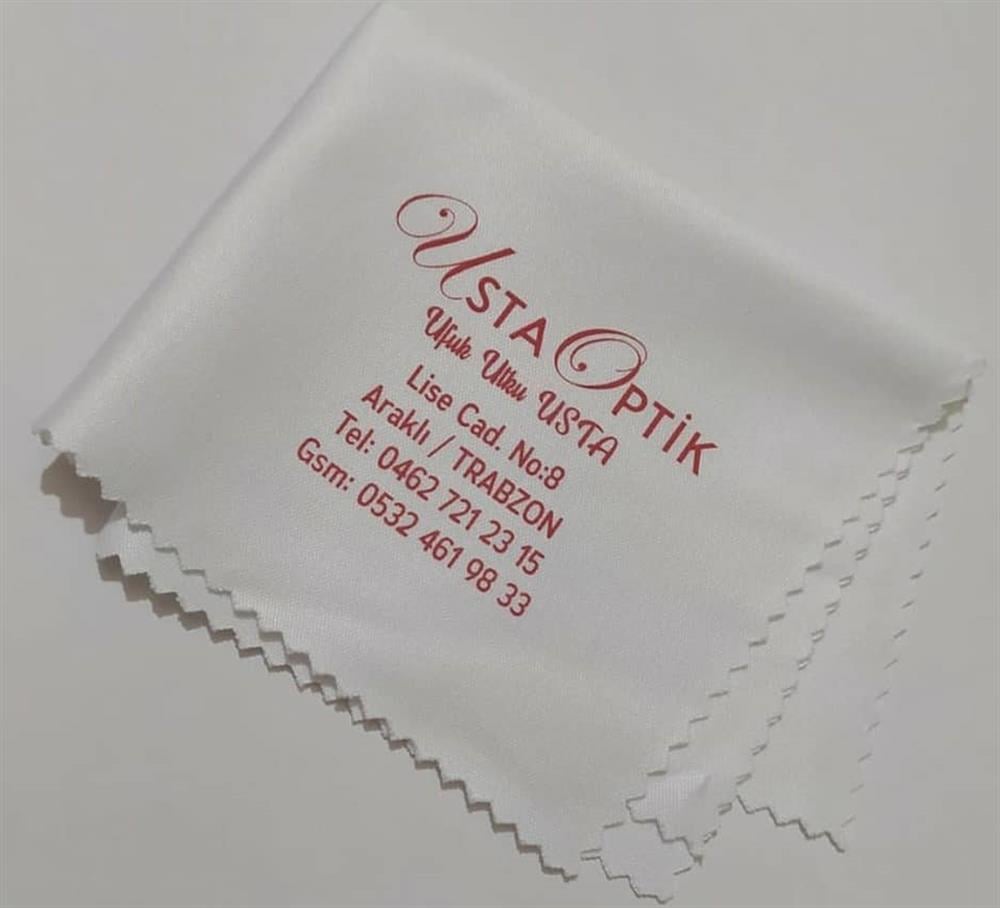 5000 Adet Tek Renk Tampon Baskılı Mikrofiber Gözlük Temizleme Bezi 200 gr 15x18 cm %100 Polyester