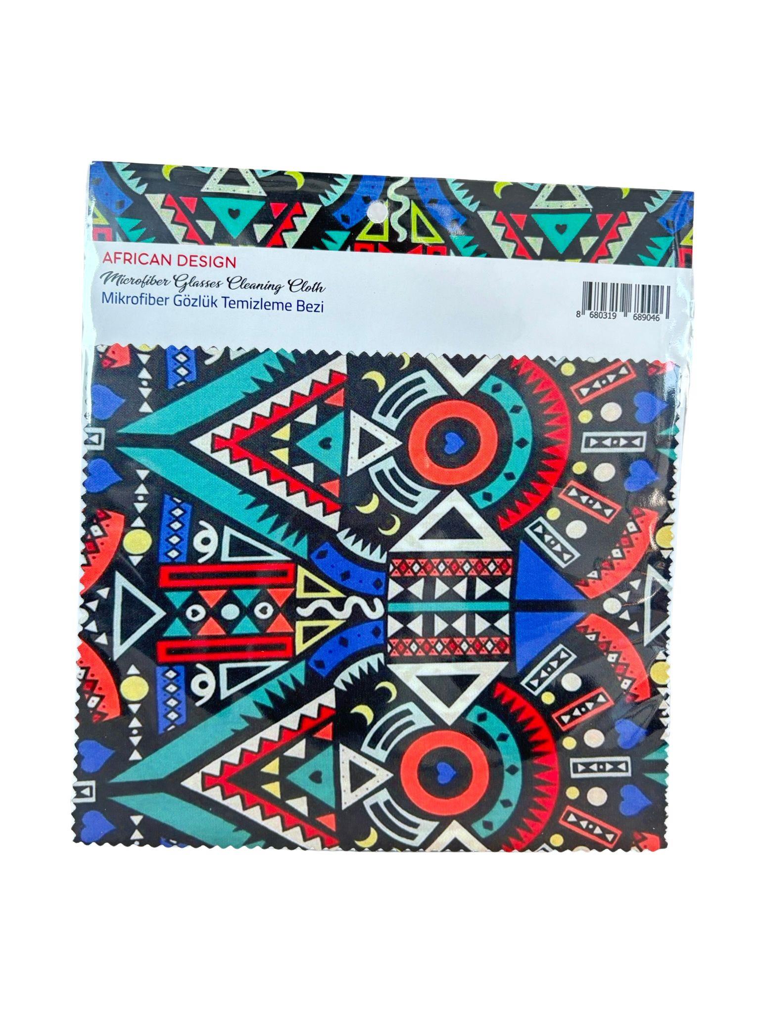 AFRICAN DESIGN 20X20 CM 3'lü TAM DİJİTAL İPEK BASKILI GÖZLÜK TEMİZLEME BEZİ