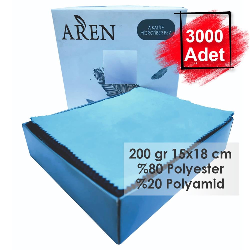 Baskısız 3000 Adet 200 gr %80 Polyester %20 Polyamid, 15x18 cm Mikrofiber Gözlük Temizleme Bezi
