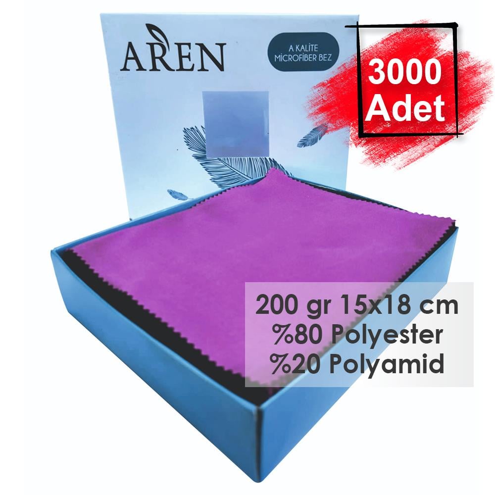 Baskısız 3000 Adet 200 gr %80 Polyester %20 Polyamid, 15x18 cm Mikrofiber Gözlük Temizleme Bezi