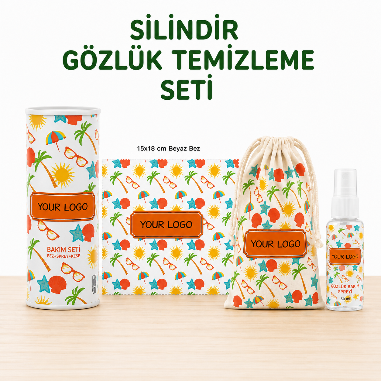 Gözlük Temizleme Seti, Metal Kutulu Silindir Set - 15x18 cm Gözlük Temizleme Bezi, 30 ML Gözlük Temizleme Spreyi, Gözlük Kesesi