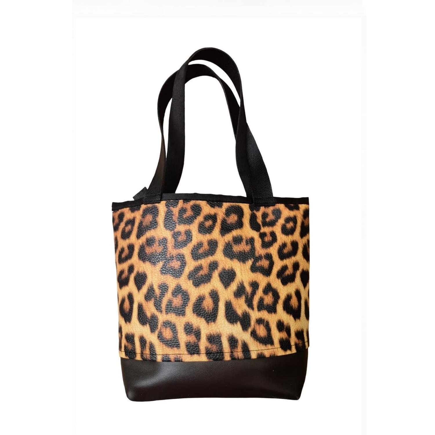 Leopar Desenli Siyah Deri Journey Serisi 50x50 cm Deri Journey Çanta - Markanıza ve Logonuza Özel Tasarım