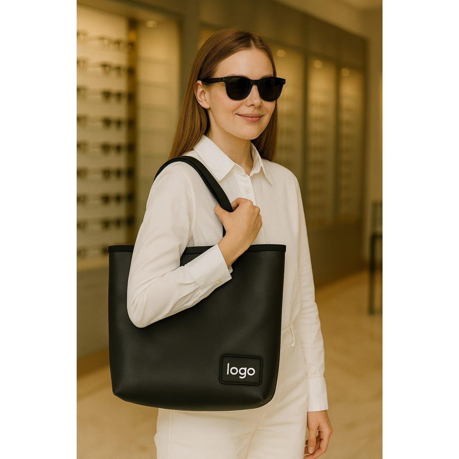 Siyah Deri Journey Serisi 50x50 cm Deri Journey Çanta - Markanıza ve Logonuza Özel Tasarım