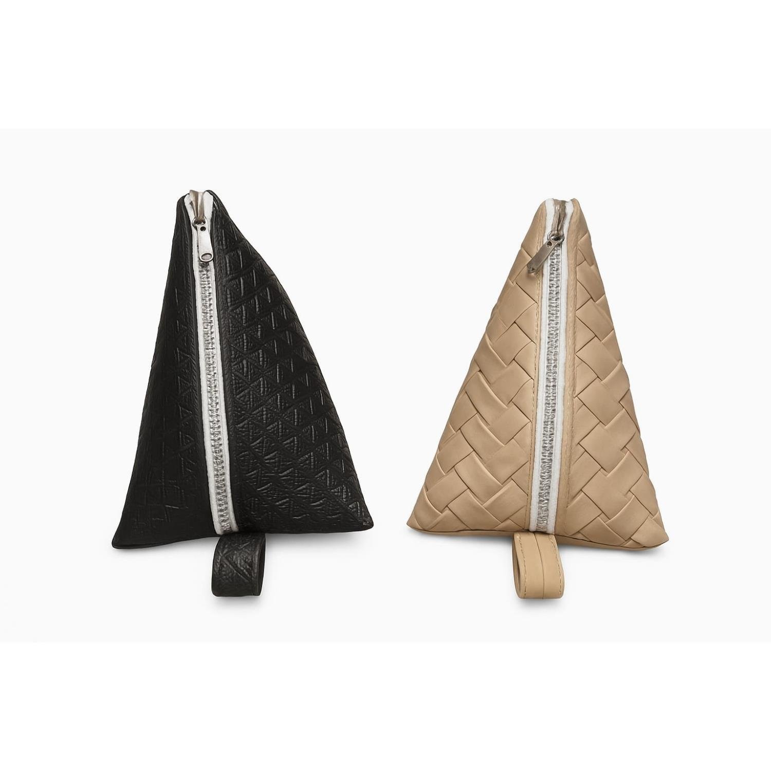 Üçgen Fermuarlı Bej ve Siyah Gözlük Çantası - Markanıza ve Logonuza Özel Tasarım