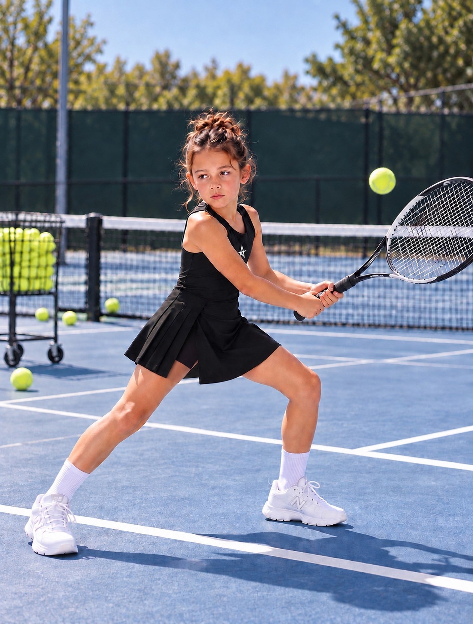 ED 202301 Sonia Dry-touck Kız Çocuk Tenis  Elbise Siyah
