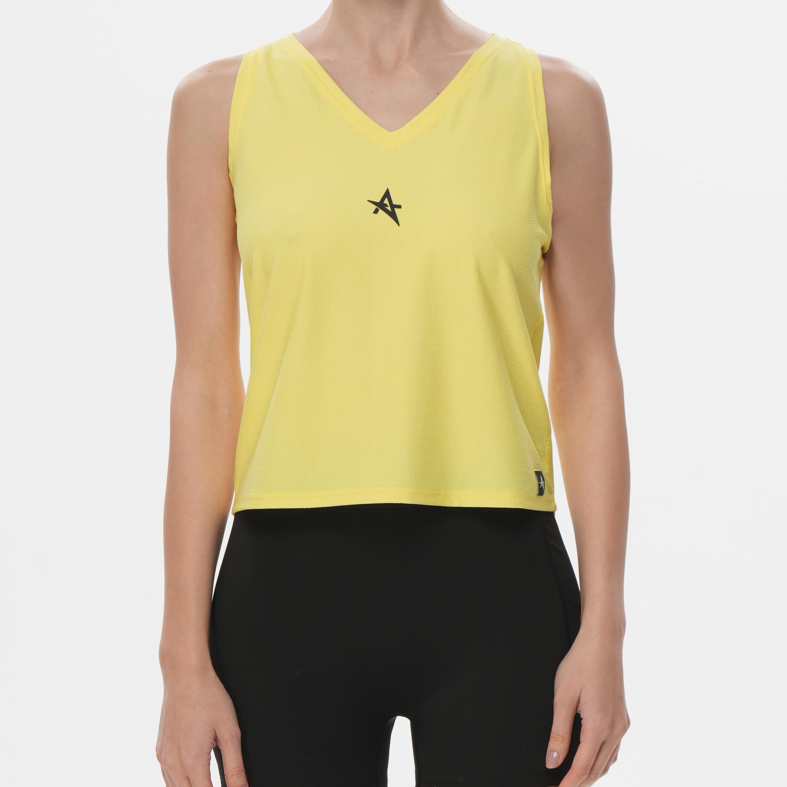 ED 2313-10 Helen Dry-Touch Sporcu Kadın Üst SARI , Tenis , Koşu , Pilates , Yoga , Fitness