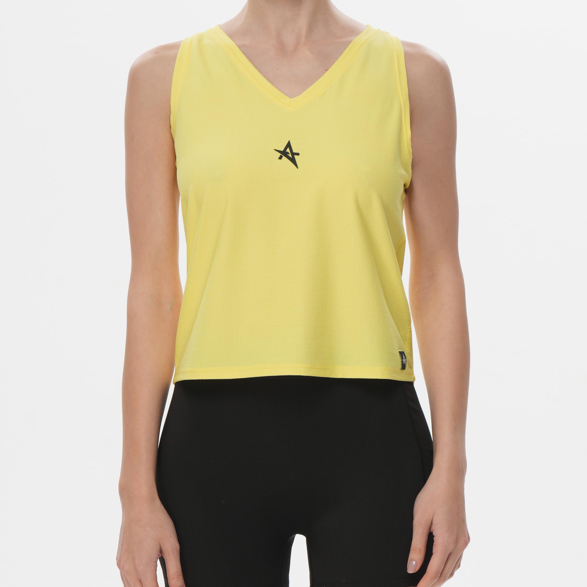 ED 2313-10 Helen Dry-Touch Sporcu Kadın Üst SARI , Tenis , Koşu , Pilates , Yoga , Fitness